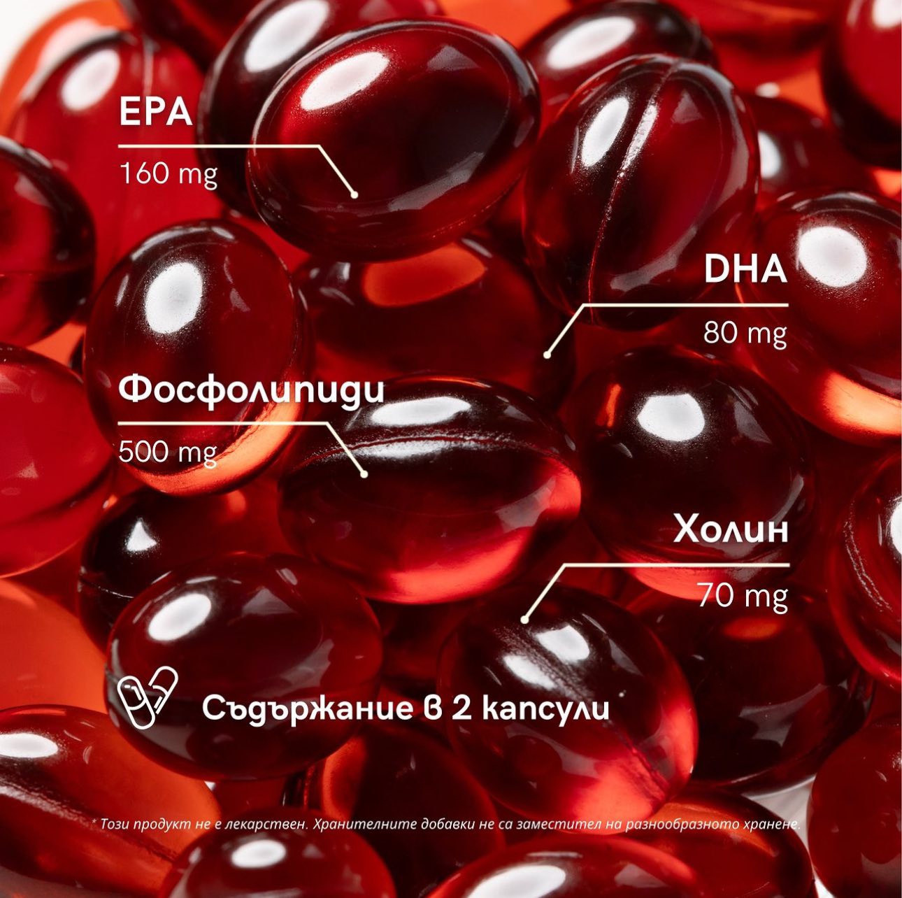 Krilixir Krill Oil - content in 2 capsules of krill oil